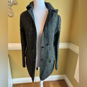 THAKOON Addition‎ NEW Wool Blend Gray Melange Hooded Blazer Coat Jacket Size XS